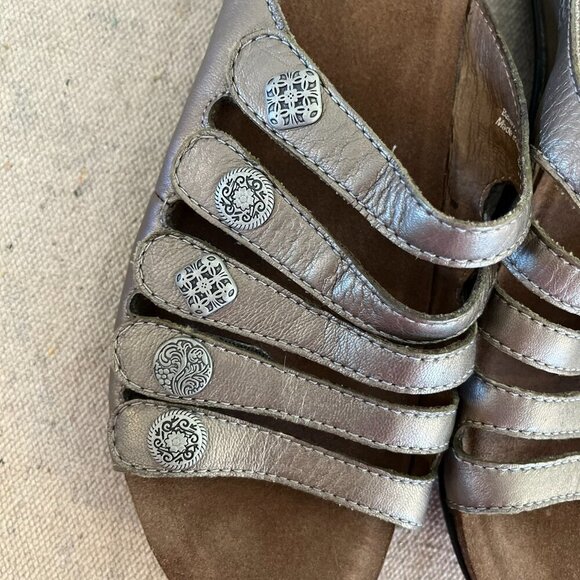 Dansko Woman's Janie Leather Pewter Metallic Summer Sandals Sz 10.5-11 - Picture 5 of 10